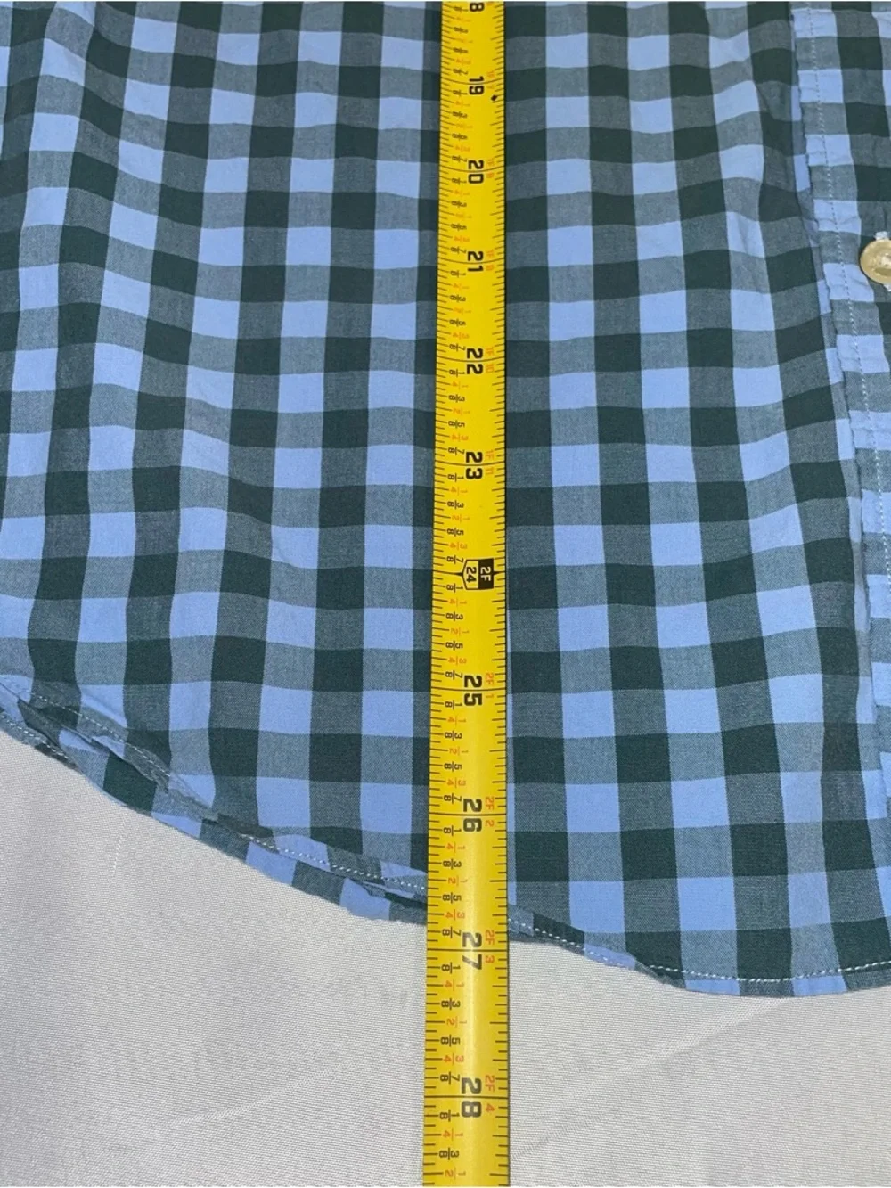 J.Crew Mens Gingham Button Down Shirt Blue Green Check Cotton Size M Tailored